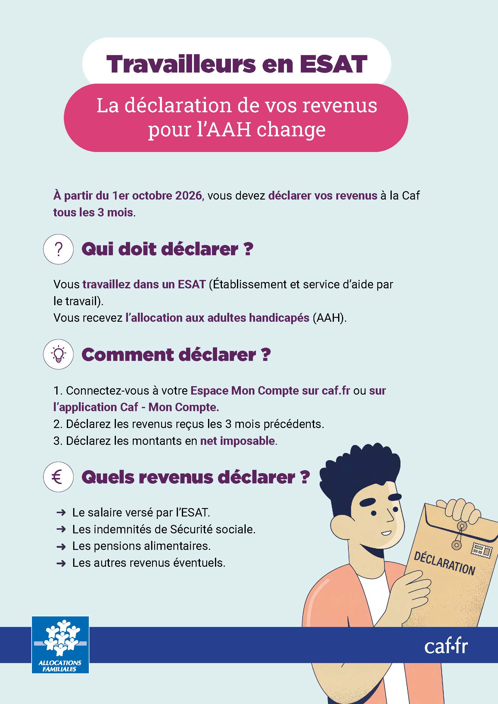 AAH et ESAT : bien accompagner l’évolution des modalités de déclaration des ressources flyer esat